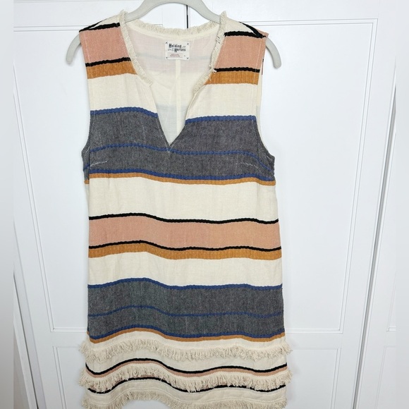 Anthropologie Holding Horses Fringed Striped Tunic Dress Sz 10 - Picture 2 of 16